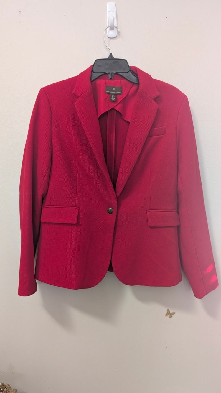 Fenn Wright Manson Red Blazer Size Large Brass Buttons EUC